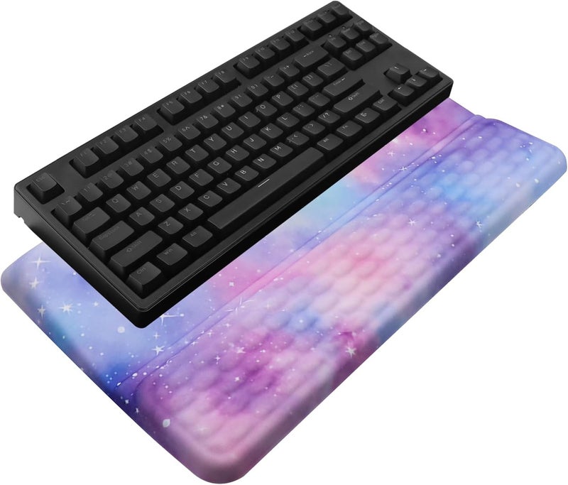 KEPUTAIER Computer Keyboard Stand with Wrist Rest, Ergonomic Tilted Keyboard Holder - Keyboard Riser with Wrist Pad - Keyboard Tray Support for Office Home -Colorful Stars - Image 1